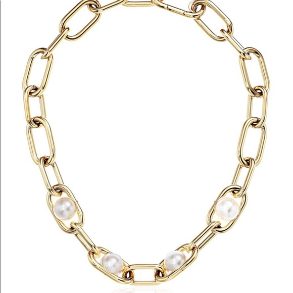 Michael Kors Jewelry - Michael Kors Gold Pearl Link Collar Necklace NWT